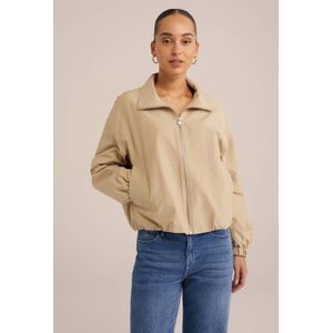 WE Fashion - Dames jack - Regular fit - Beige - Katoen - Maat: 34