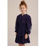 WE Fashion Jurk  nachtblauw / lichtblauw / wit