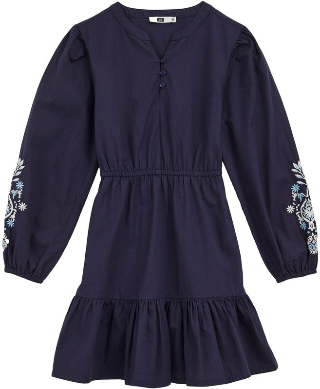 WE Fashion Jurk  nachtblauw / lichtblauw / wit