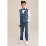 WE Fashion - Jongens Slim Fit Gilet - Blauw - Structuur
