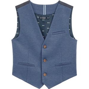WE Fashion - Jongens Slim Fit Gilet - Blauw - Structuur