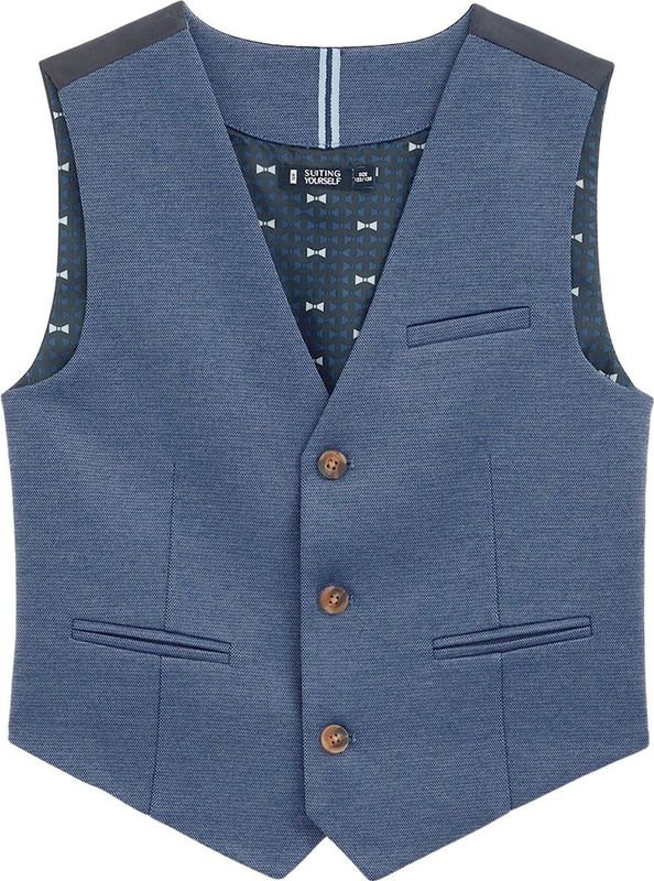 WE Fashion - Jongens Slim Fit Gilet - Blauw - Structuur