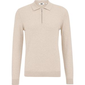 WE Fashion - Heren trui met rits - Regular fit - Beige - Katoen - Maat: XXXL