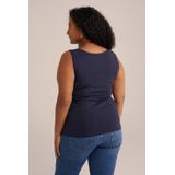 WE Fashion - Curve - Singlet - Donkerblauw - Katoen