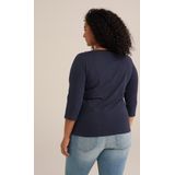 WE Fashion Dames T-shirt met driekwart mouwen