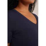 WE Fashion Dames T-shirt met V-hals - Curve