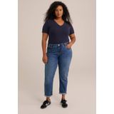 WE Fashion Dames T-shirt met V-hals - Curve