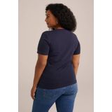 WE Fashion Dames T-shirt met V-hals - Curve