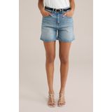 WE Fashion - Dames Short - Denim - Medium Blauw - Slim Fit