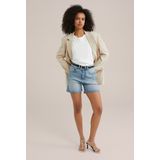 WE Fashion - Dames Short - Denim - Medium Blauw - Slim Fit