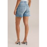WE Fashion - Dames Short - Denim - Medium Blauw - Slim Fit