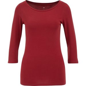 WE Fashion - Shirt - Cranberry - Aansluitende Pasvorm - Driekwart Mouw