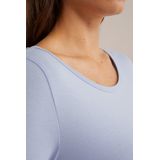 T-shirt - Rekbare Katoenmix - Driekwart Mouwen - Ronde Hals