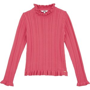 Trui - Effen - Knitwear - Lange Mouw - Opstaande Kraag - Ruches