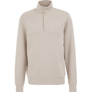 WE Fashion - Heren sweater met col - Regular fit - Lichtgrijs - Katoen - Maat: S
