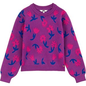 WE Fashion - Meisjes trui met dessin - Regular fit - Paars - Ecovero viscose - Maat: 98/104