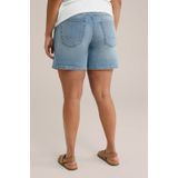 WE Fashion Curve slim regular waist denim short medium blue denim