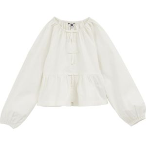 Blouse - Effen - Katoen - Lange Mouw - Normale Pasvorm