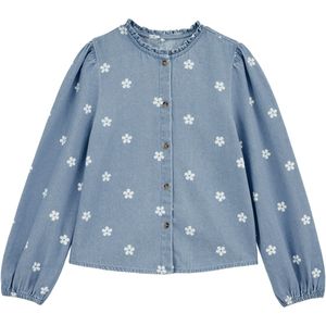 WE Fashion Meisjes denim blouse met dessin