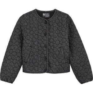 WE Fashion - Blue Ridge - Tussenjas - Grijs/Zwart - Knoopsluiting - Ronde Hals