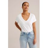 Shirt - Effen - Jersey - V-hals - Kwartmouw