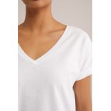 Shirt - Effen - Jersey - V-hals - Kwartmouw