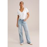 Shirt - Effen - Jersey - V-hals - Kwartmouw