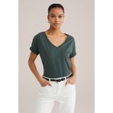 WE Fashion - Top - Donkergroen - Katoen