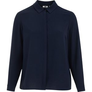 WE Fashion - Blouse - Donkerblauw - Dames - Rechtvallende Pasvorm
