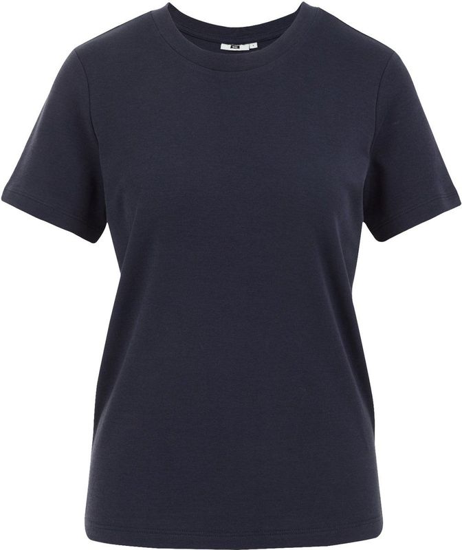 WE Fashion - T-shirt - Donkerblauw - Dames - Katoen - Korte Mouwen