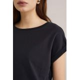 WE Fashion - T-shirt - Zwart - Dames - Katoen - Korte Mouwen