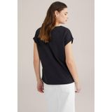 WE Fashion - T-shirt - Zwart - Dames - Katoen - Korte Mouwen