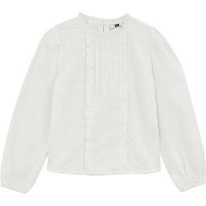 WE Fashion - Meisjes Blouse met Structuur - Regular Fit - Wit - Katoen