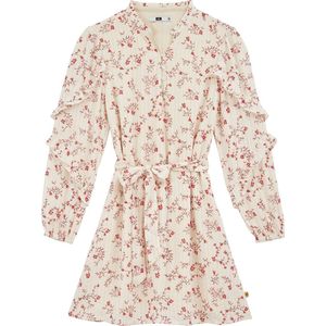 WE Fashion - Meisjes jurk met dessin - Regular fit - Zalmroze - Viscose - Maat: 110/116