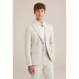 WE Fashion Colbert Ecru - Slim Fit met Reverskraag en Knoopsluiting