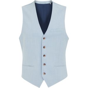WE Fashion - Heren Gilet - Lichtblauw - Stretchstof - Slim Fit