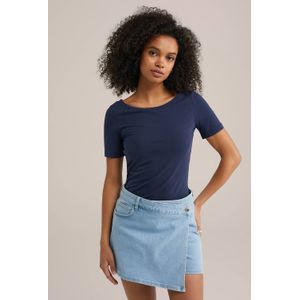 WE Fashion - Dames T-shirt - Korte Mouwen - Boothals