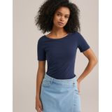 WE Fashion - Dames T-shirt - Korte Mouwen - Boothals