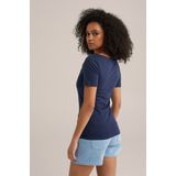 WE Fashion - Dames T-shirt - Korte Mouwen - Boothals
