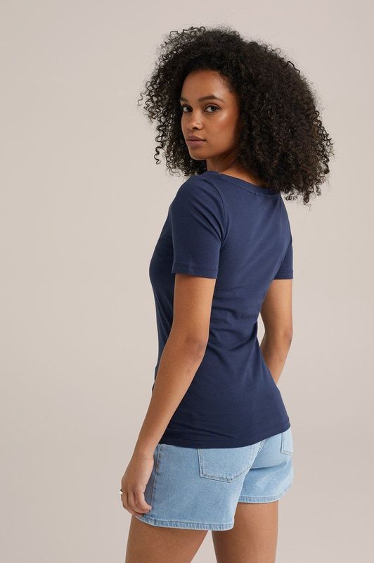 WE Fashion - Dames T-shirt - Korte Mouwen - Boothals