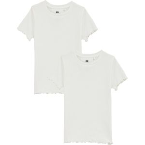 WE Fashion - T-shirt - Wit - Rib Gebreid