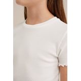 WE Fashion - T-shirt - Wit - Rib Gebreid