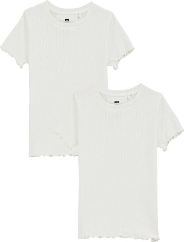 WE Fashion - T-shirt - Wit - Rib Gebreid