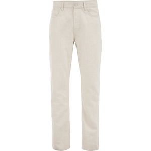 WE Fashion - Slim Fit Broek - Gebroken Wit - Katoen-Linnenmix