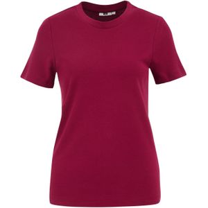 WE Fashion - Dames T-shirt - Regular fit - Donkerrood - Biologisch katoen - Maat: XXXL
