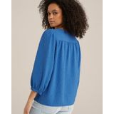 WE Fashion - Blouse - Blauw - Wijde Blouse met Pofmouwen