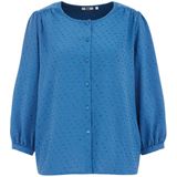 WE Fashion - Blouse - Blauw - Wijde Blouse met Pofmouwen
