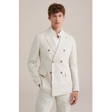 WE Fashion - Slim Fit - Blazer - Beige - Linnenmix