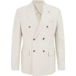 WE Fashion - Slim Fit - Blazer - Beige - Linnenmix