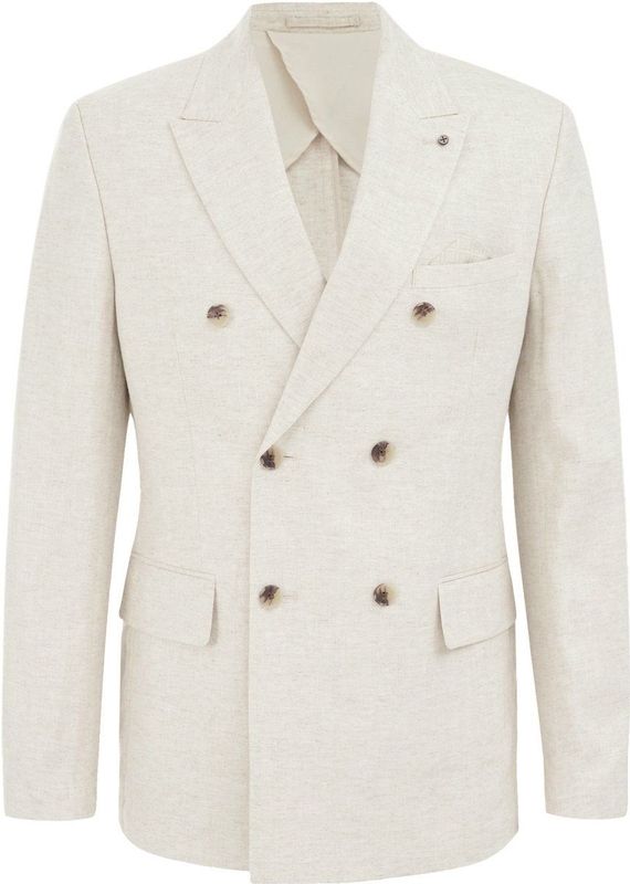 WE Fashion - Slim Fit - Blazer - Beige - Linnenmix